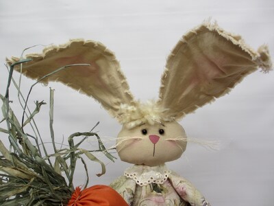 Cloth bunny doll bunny decor Easter gift for grandchildren Bunny Collector spring decor folk art rabbit sitting bunny rag doll MakerPlace by Michaels